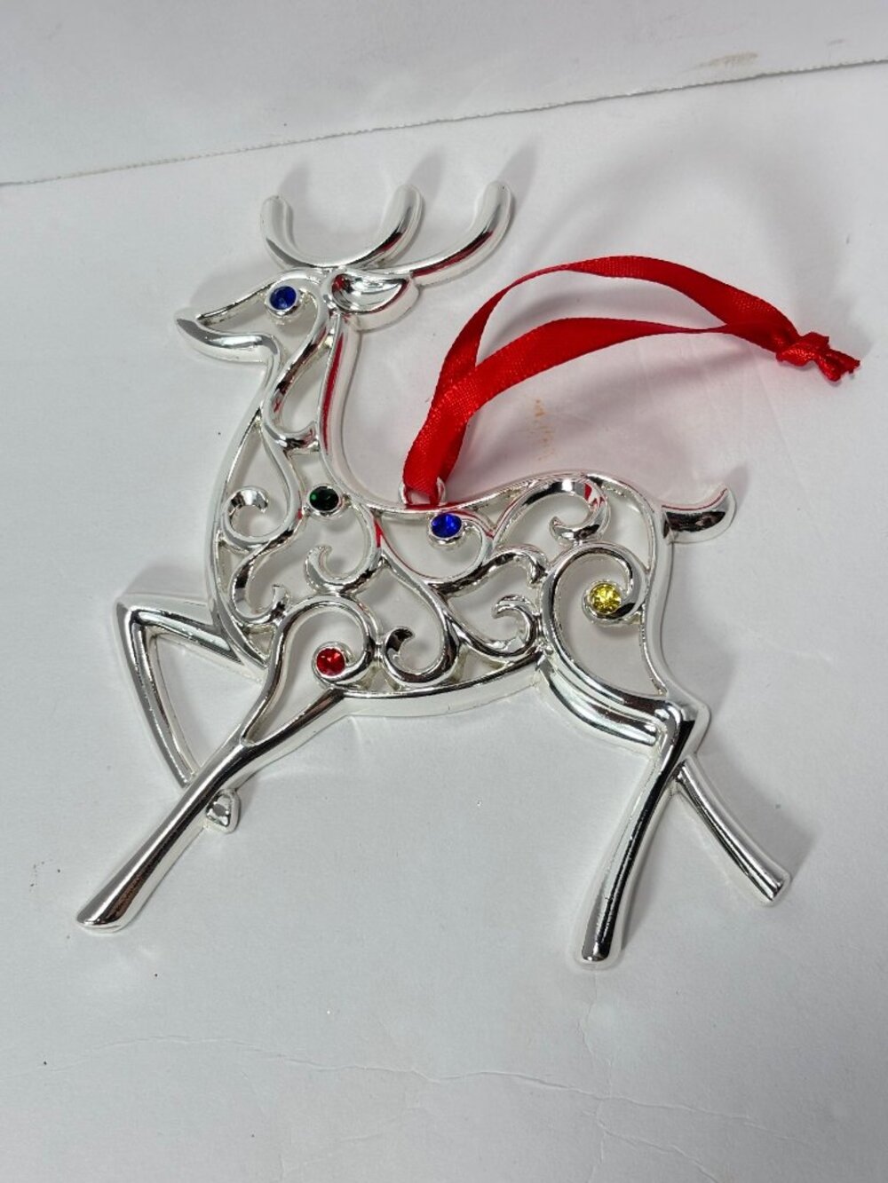 Lenox Sparkle and Scroll Multi-Crystal Reindeer Ornament Vintage 2000 Christmas